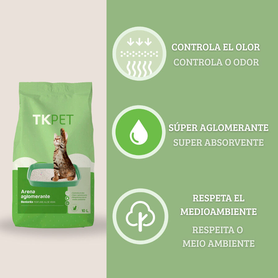 10 L TK-Pet Arena Aglomerante Bentonita y Aloe Vera para gatos, , large indicador imagen numero 3